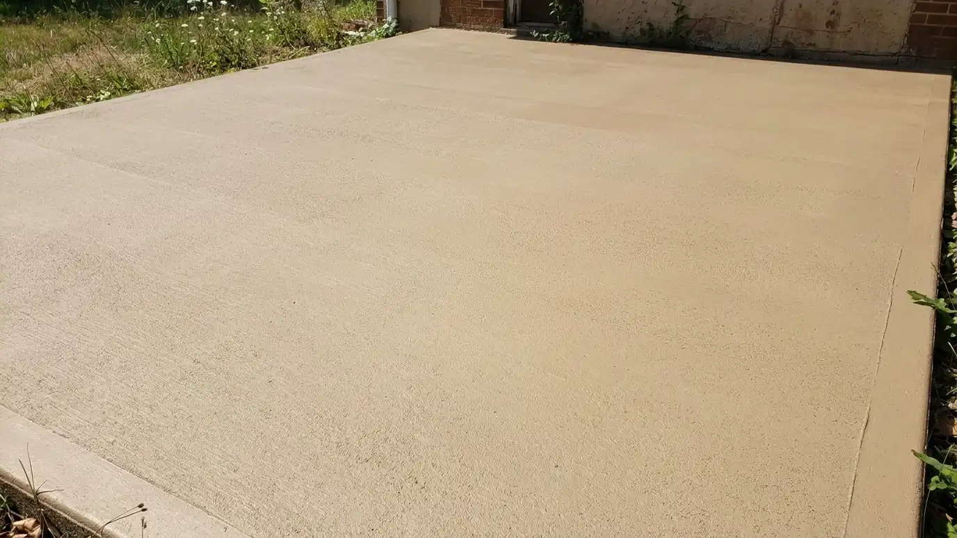 After: Tired slab resurfaced | Music City Concrete After: a patio slab with a smooth resurfaced slab with a fresh color