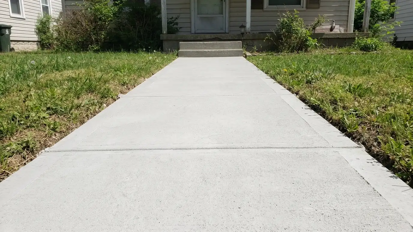 After: Heaved sidewalk replaced | Music City Concrete After: a front walkway with a level, clean new walkway